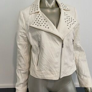 H&M Studded White/Beige Women's Jacket Sz 14